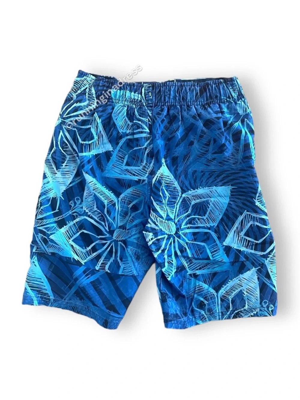 Joe Boxer Boys Swim Trunks Size L 10/12 Blue Floral Board Shorts Bathing Suit